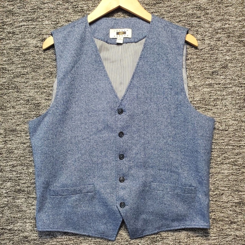 Joseph Abboud Suit Vest Mens Medium Blue Chambray Waistcoat 5 Button Coastal